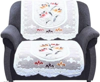 Dakshya Industries White Printed Cotton Sofa cover - White, Cotton, Multipack 1